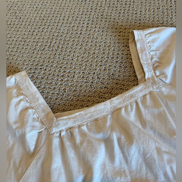 Old Navy Women Square Neck Longsleeve Cream Top Size Large Tiered Cotton Spring - Picture 2 of 8